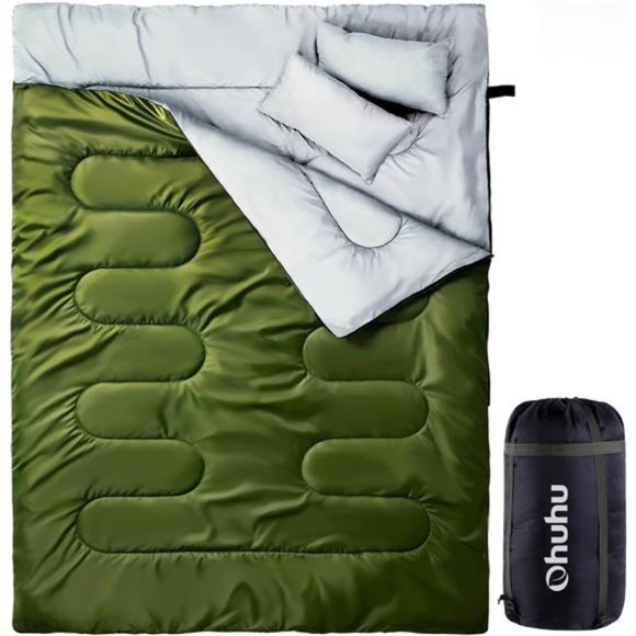 Double Sleeping Bag for Adults with Pillows Waterproof for Cold